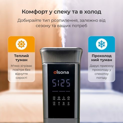 Мощный увлажнитель воздуха Ameliq для больших помещений. Ультразвуковой увлажнитель воздуха с теплым и холодным паром