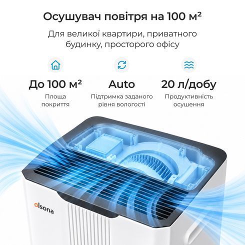 Осушувач повітря Olsona Skaydor 20 л/день, до 100 м2